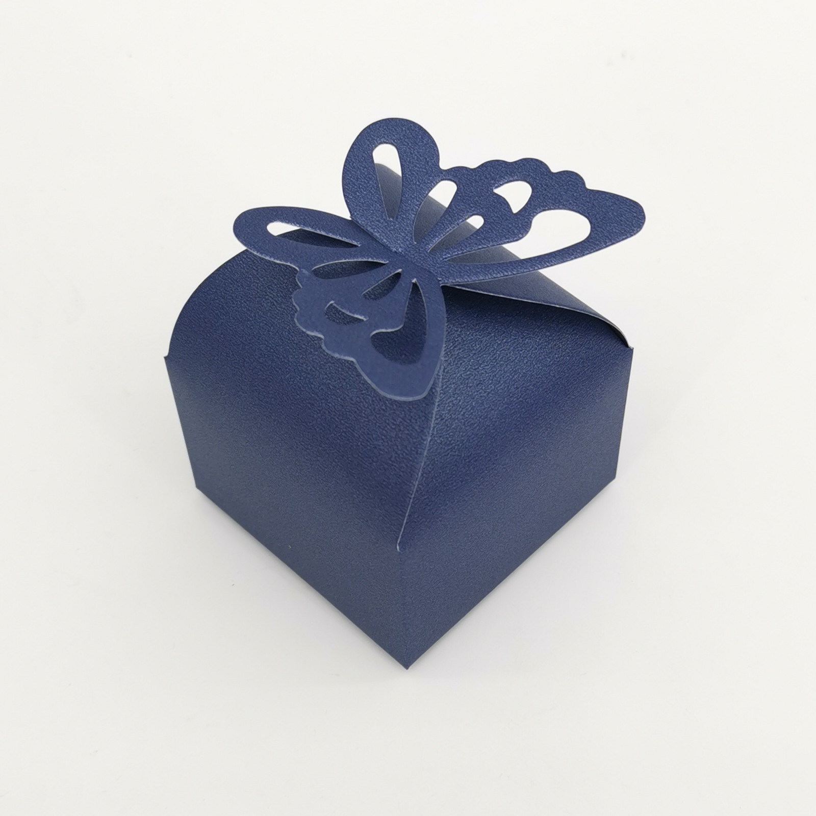 Picture of Wedding candy box hollow butterfly candy paper box square simple pearl paper gift box golden pink paper box
