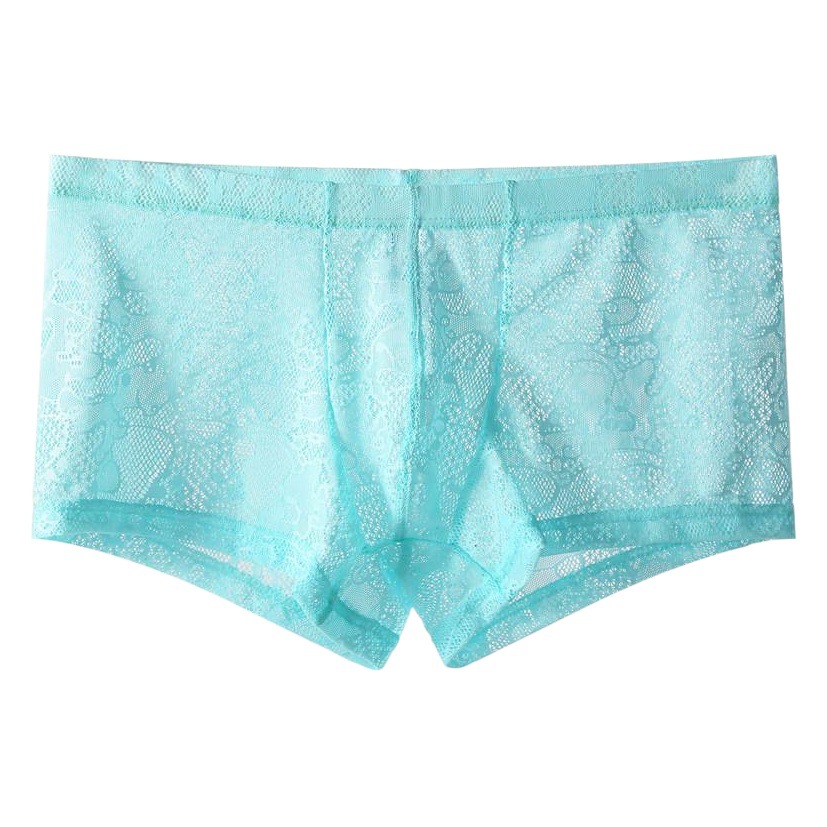 Men's Lace Transparent Boxers Low Waist Sexy Ice Silk Breathable Underwear U Convex Summer Trendy Men's Youth Trousers