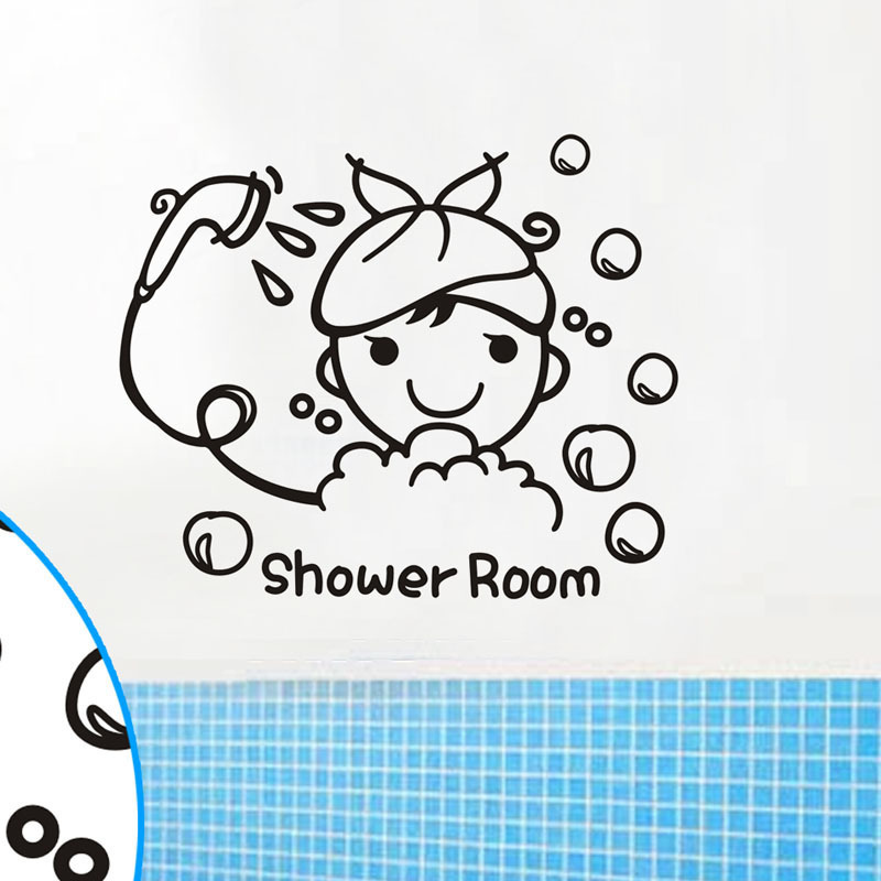 Picture of Shower Room cartoon girl I love bathing casual stickers bathroom glass beautification stickers A1947