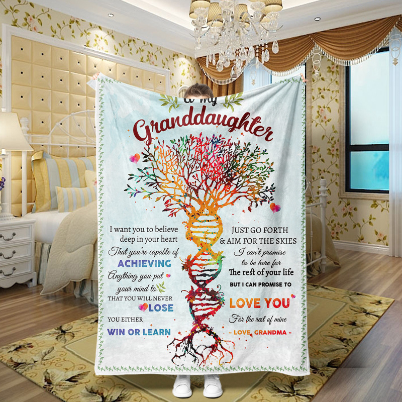 Picture of Family love teachers and students girlfriends love message flannel blanket summer air conditioning blanket autumn and winter nap printing blanket