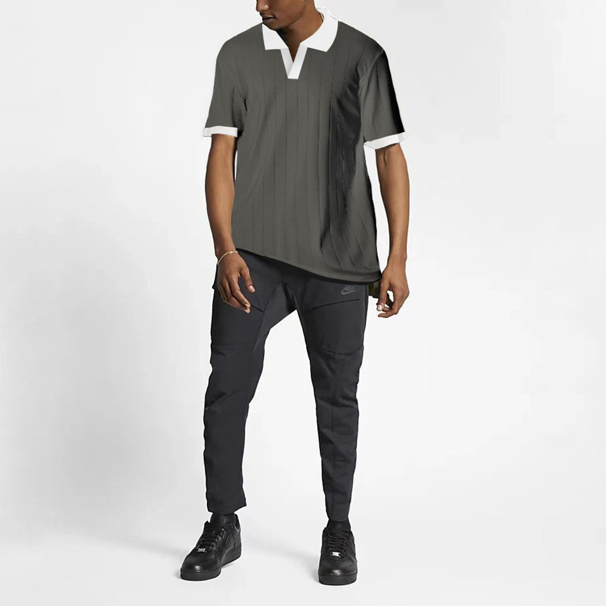 Picture of Amazon Summer Cross-Border Men's New Pure Color Lapel Casual Sports Short-Sleeved T-Shirt Men's Hip-Hop Polo Shirt