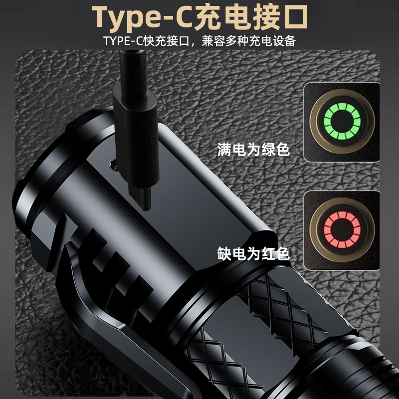 Picture of Strong Flashlight Super Bright Outdoor Portable Rechargeable Mini Flashlight Long Range Three-Eyes Monster Flashlight