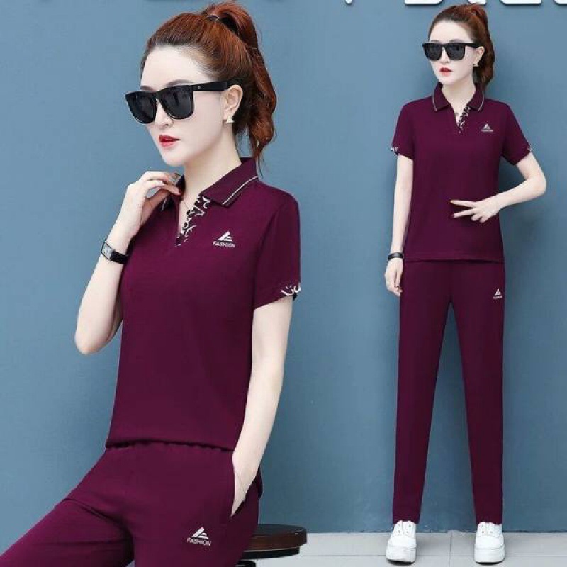 # Lapel Short-sleeved Pants Casual Sportswear Suit Women's Summer New Fashionable Printed Loose Large Size Two-piece Suit