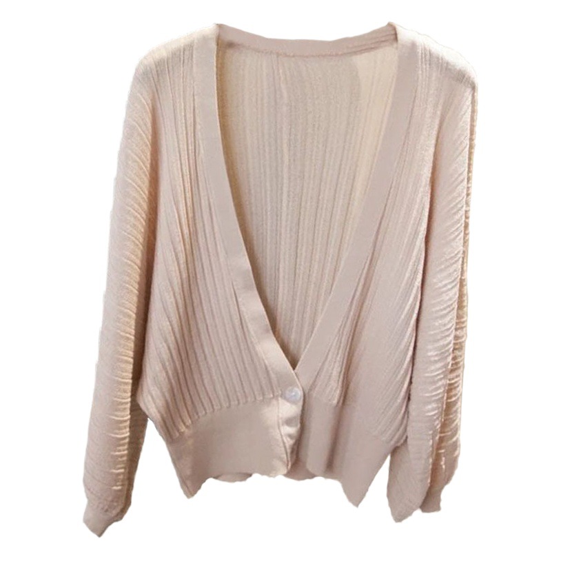 2025 Summer Lantern Sleeve Loose Short Knitted Korean Style Air Conditioning Shirt Easiest for Match Cardigan Jacket for Women