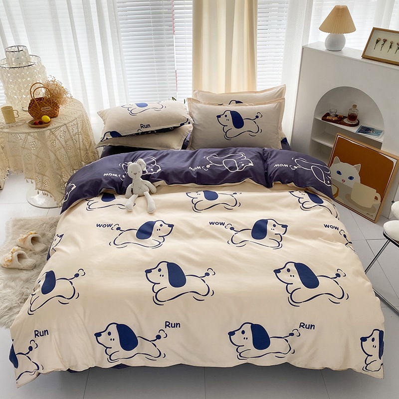 Picture of Four-Piece Brushed Skin-Friendly Thickened Duvet Cover Set, Student Dormitory Three-Piece Quilt Set, Suitable for All Seasons, Internet Celebrity Hot Item