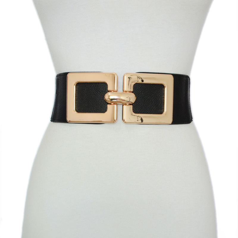 Korean Style New Women's Belt Women's Fashion Decorative Waistband Square Buckle Elastic Belt Girdle with Skirt Coat in Stock