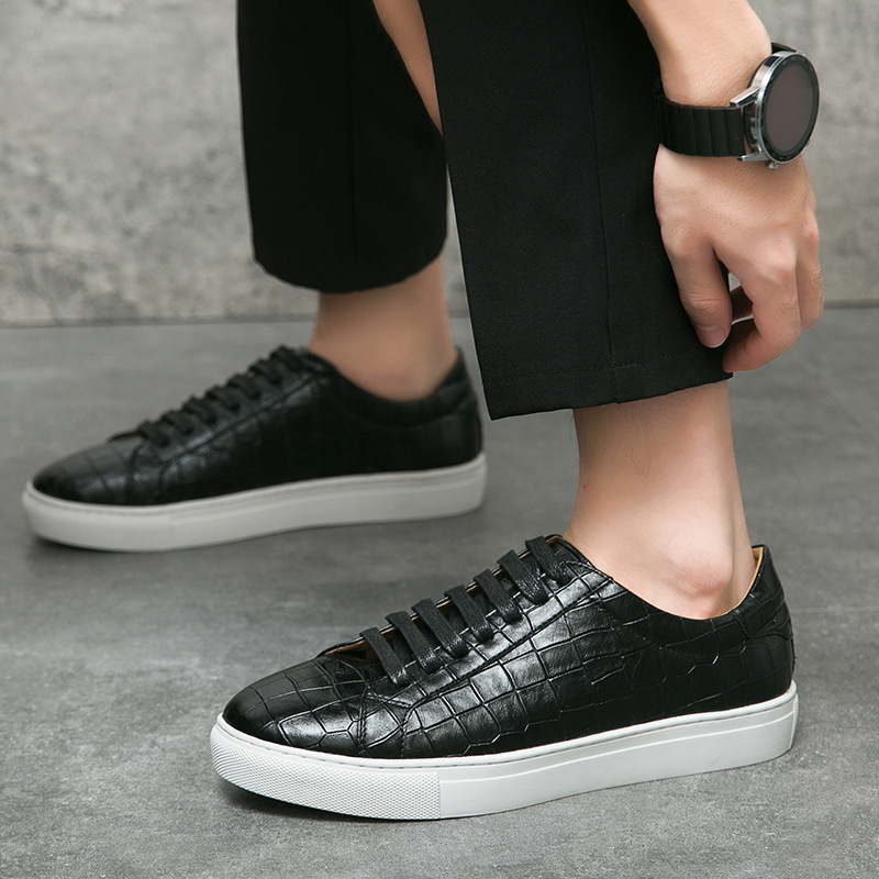 Foreign Trade plus size British Style Thick Bottom Lace-up Board Shoes 46 Size Fashionable Casual Leather Shoes Men's Sports White Shoes