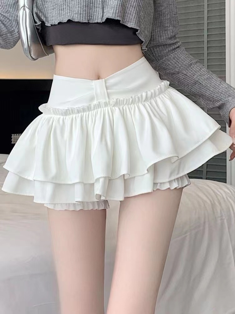 Pure Desire Style Spice Girl Poncho Skirt Women's Summer High Waist A- Line Cake Skirt Anti-Light Short Skirt Pants
