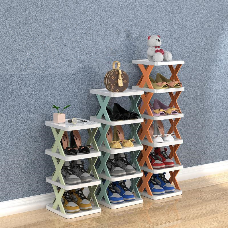 Plastic Shoe Cabinet with Multiple Layers in Red, Yellow, and Blue, Suitable for Home Use in the Living Room, Dormitory, or Bedroom, Dustproof and Movable