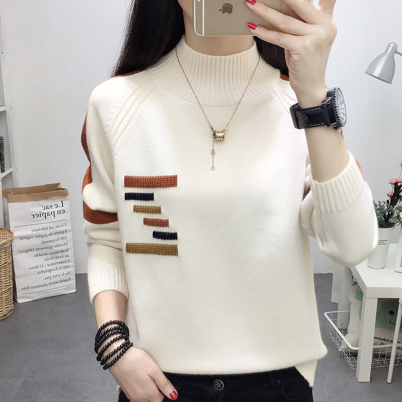 Picture of Thickened sweater women's autumn and winter 2024 New half turtleneck popular loose Western style top knitted bottoming shirt