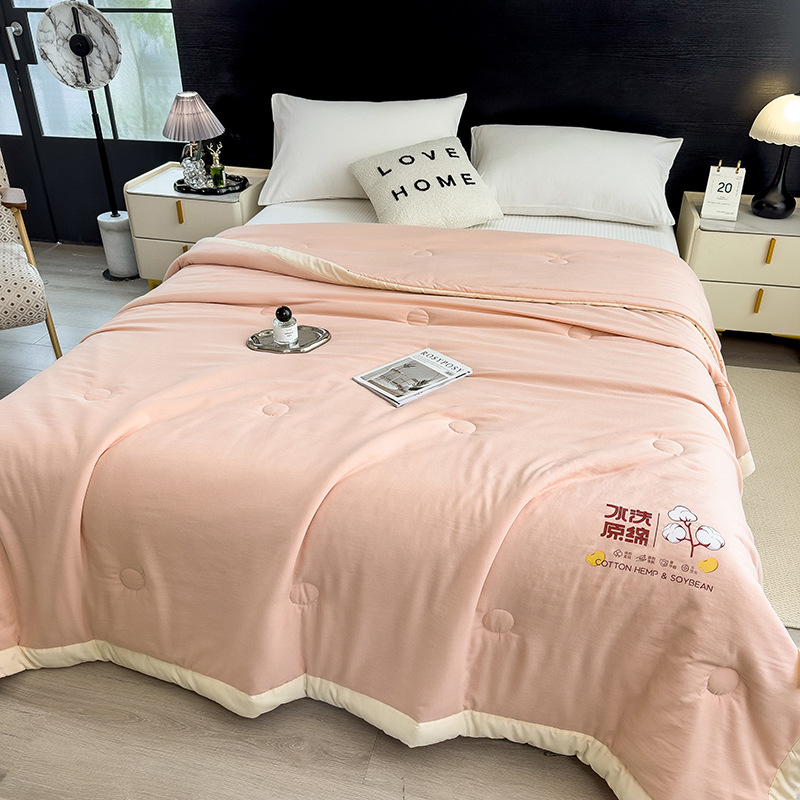 Picture of Summer Cool Quilt Student Dormitory Air-conditioning Quilt Summer Skin-friendly Naked Sleeping Quilt Cooling Breathable Summer Solid Color Quilt Quilt Core
