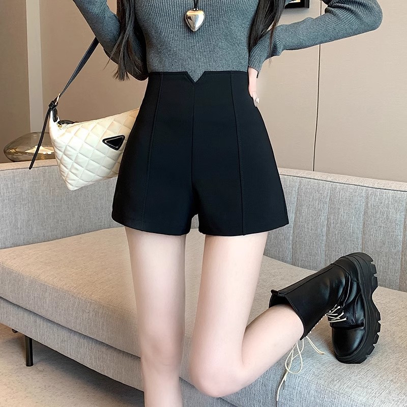 Black Hot Girl Bottoming Shorts Women's 2024 Autumn and Winter High Waist New Thickened Stretch Design Niche Wide Leg Boots Pants