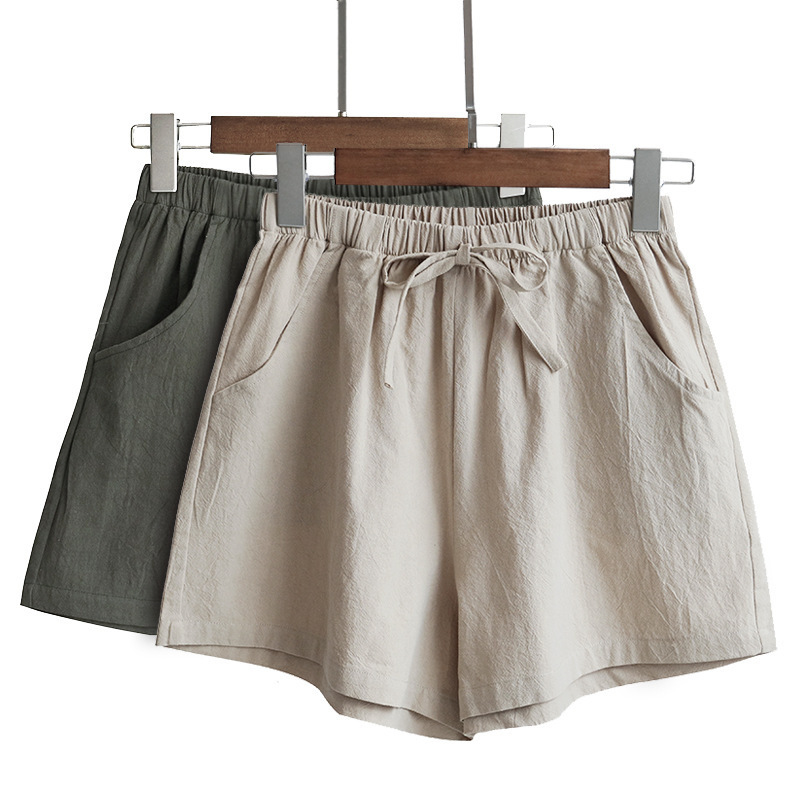Picture of 2022 New High Waist Cotton and Linen Shorts Women's Linen Slim Loose Hot Pants Large Size Thin Casual Elastic Waist Pants
