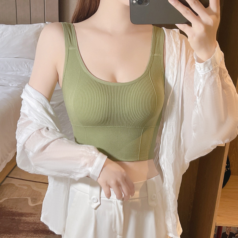 Seamless Sports Underwear Women's Comfortable Sexy Back Wrapped Chest Girl's Yoga Outer Wear Bra Sleeping Vest