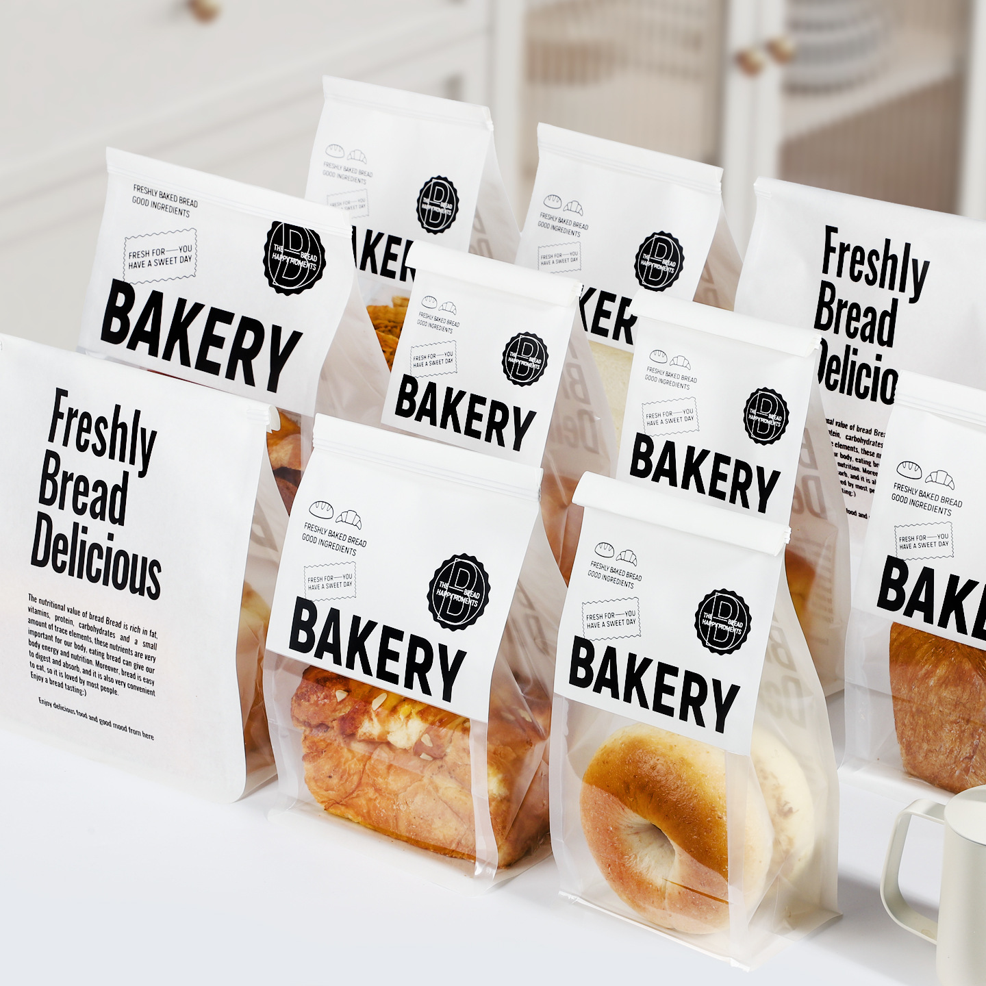 450g Toast Packaging Bag Sliced ​​Bread Bag Baking European Bag Self-Sealing Transparent Window Kraft Paper Bag Printing