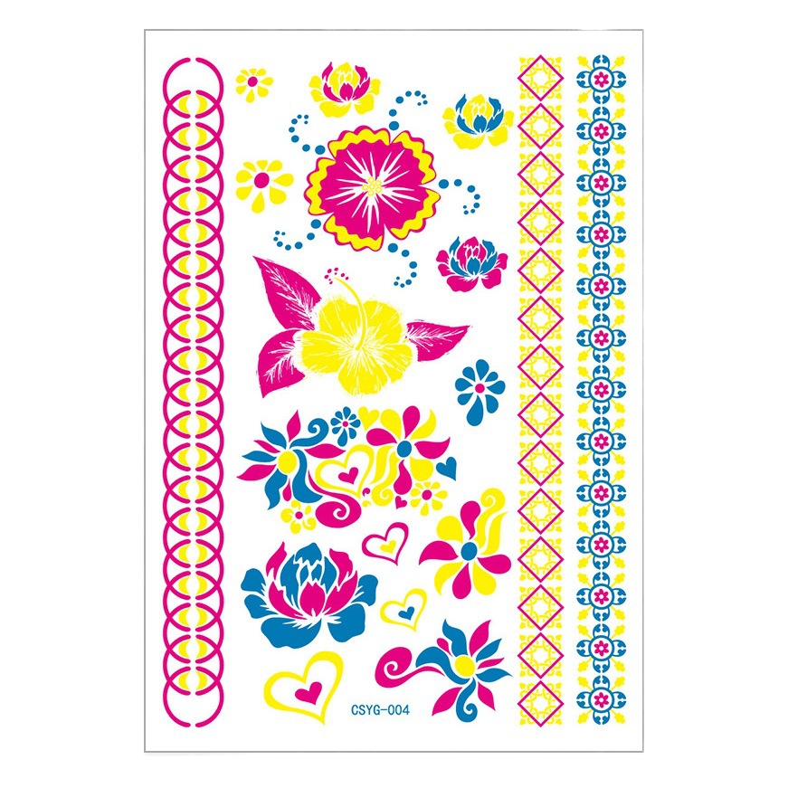 Cross-border New Creative Fluorescent Flower Arm Tattoo Face Sticker Waterproof Feather Tattoo Arm Tattoo Sticker Spot