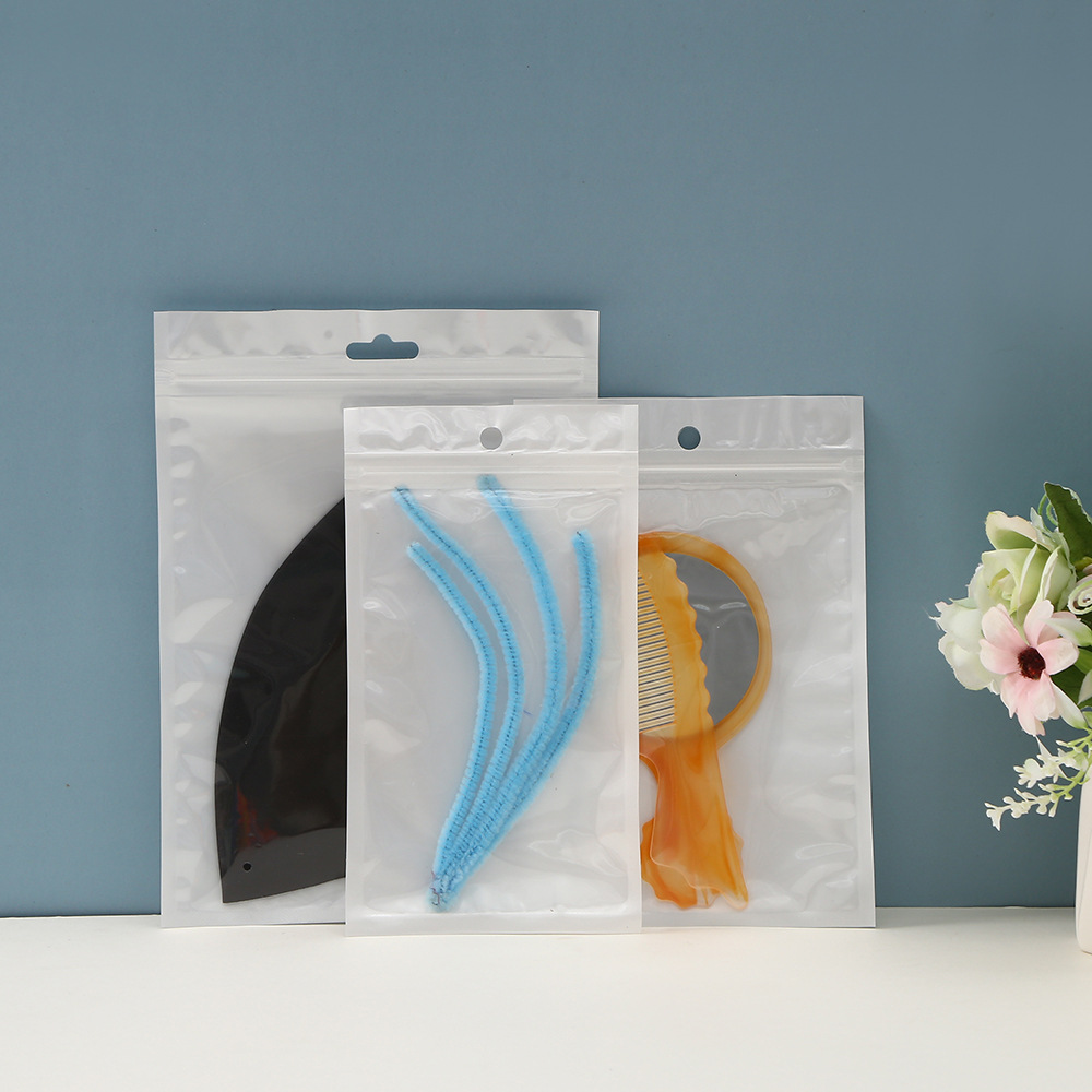 Picture of in stock yin and yang bone bag plastic packaging bag pearl film plus CPP/OPP transparent white bag pearl film self-sealing bag