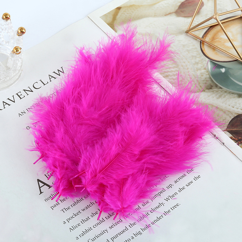 Picture of Feather decoration color turkey feather pointed tail velvet dream catcher net material wave ball gift box filler shooting props