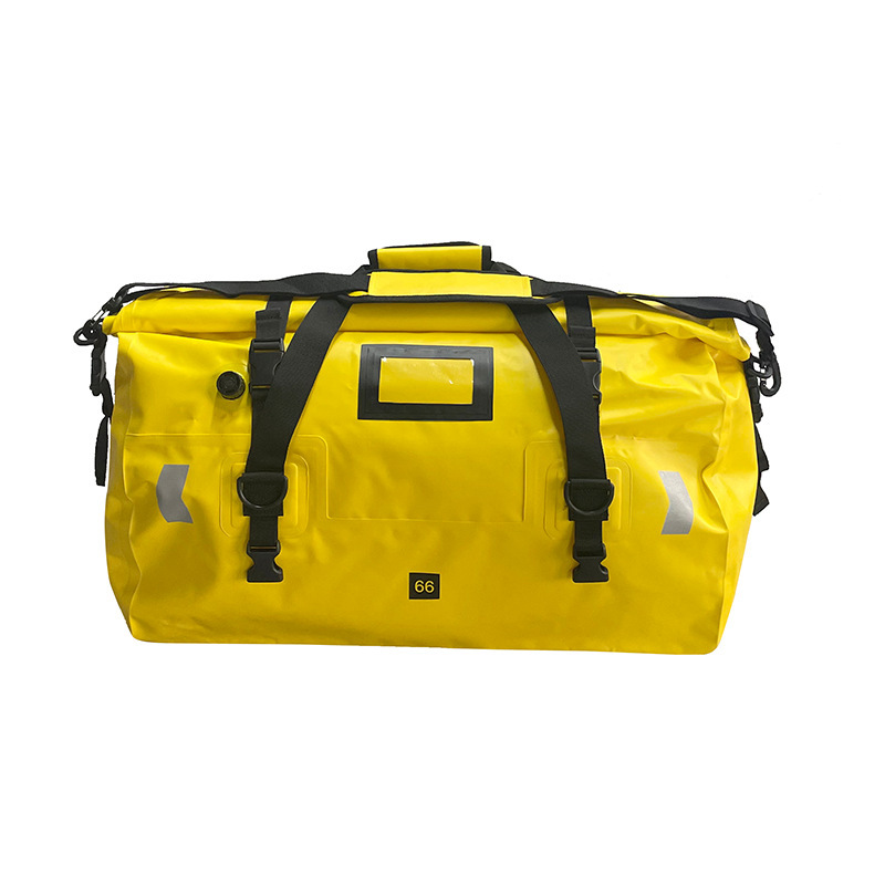 Picture of Modified strap pvc yellow night reflective horizontal bag outdoor camping riding pack waterproof motorcycle tail bag