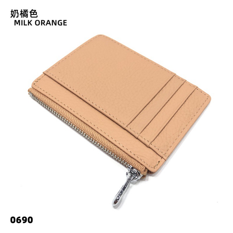 Picture of Ultra-thin Genuine Leather Zipper Coin Purse Card Holder Fashionable Large Capacity Double-sided Bank Card Id Card Holder Leather Card Holder