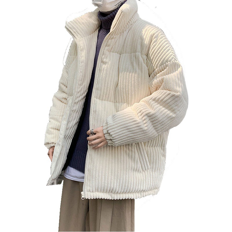 Corduroy cotton-padded coat men's winter Korean style trendy handsome youth loose fleece-lined thickened trendy brand cotton-padded coat top