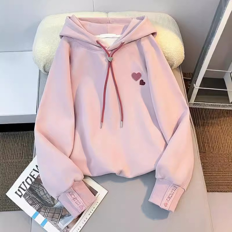 Sweatshirt Girls Hooded Spring and Autumn Ins Hong Kong Style Loose Fashion Brand Love Printed All-match Jacket 2024 New
