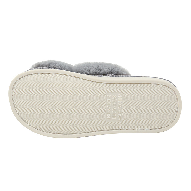 Picture of Amazon Slippers Winter Plush Cross-Strap Cotton Indoor Warm Plus Large Fur Slippers Women's High and Low Imitation Rabbit Fur