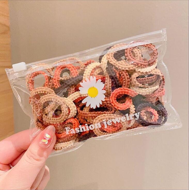 Picture of Children's rubber band does not hurt hair color canned lace rubber band girls high elastic hair band baby head rope