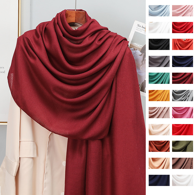 Korean Style Solid Color Cotton and Linen Scarf Women's Spring and Autumn New Artistic Retro Outer Shawl Long All-match Neck Protection Silk Scarf