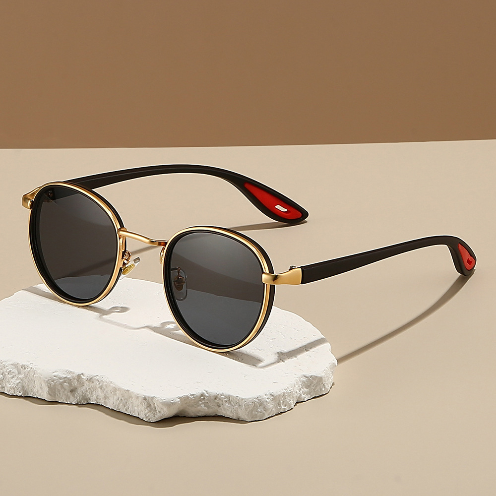 Picture of Cross-Border Retro Casual Gold-Rimmed Round Sunglasses Internet Celebrity Same Style Personalized Hip-Hop Street Style Sunglasses for Men