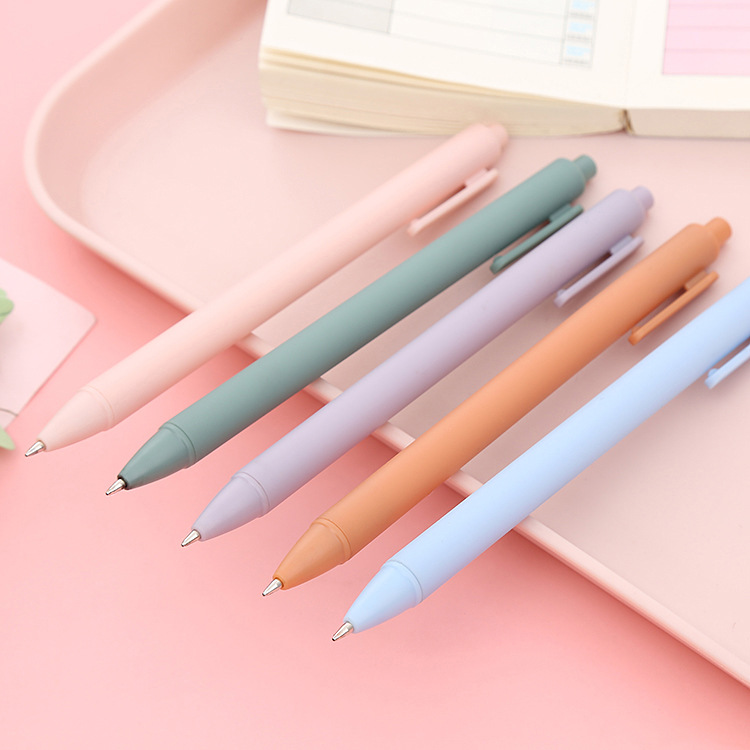 Picture of Morandi push gel pen 0.5mm bullet macaron press pen vintage office stationery signature pen