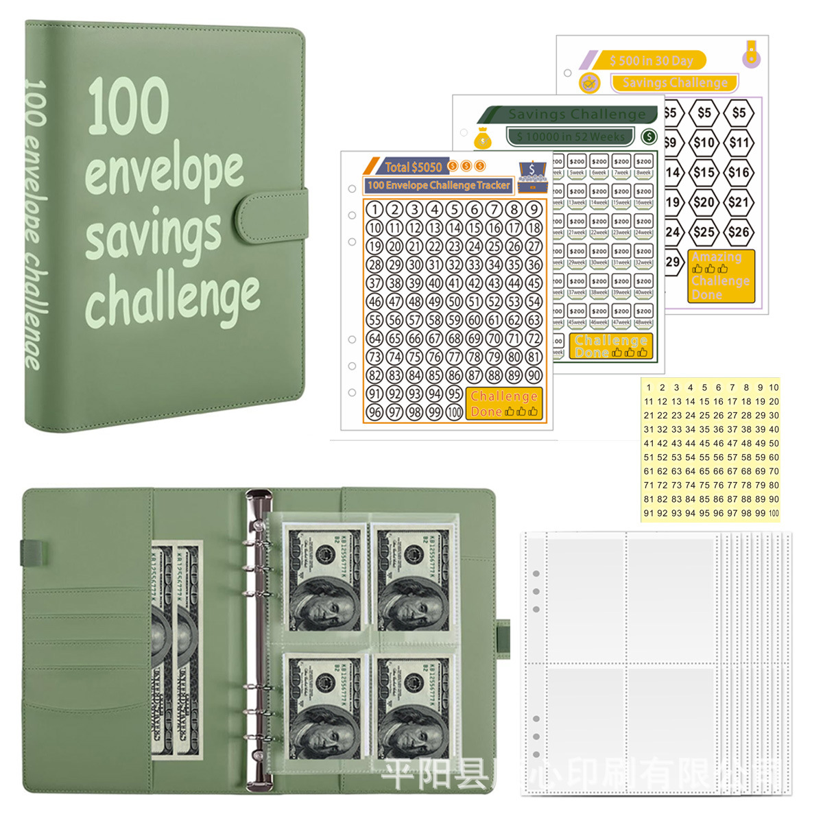 100EnvelopeChallenge loose-leaf book 100 days money saving book challenge cash envelope saving book