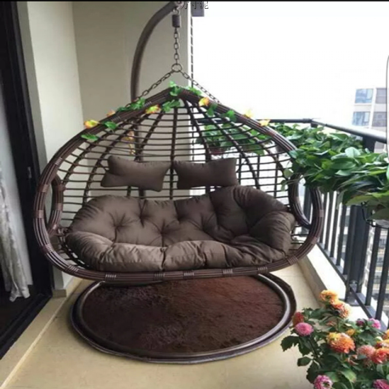 Rattan Double Hanging Basket Indoor Hanging Chair Leisure Rocking Chair Imitation Rattan Hanging Chair Outdoor Swing Rattan Chair Balcony Cradle Chair
