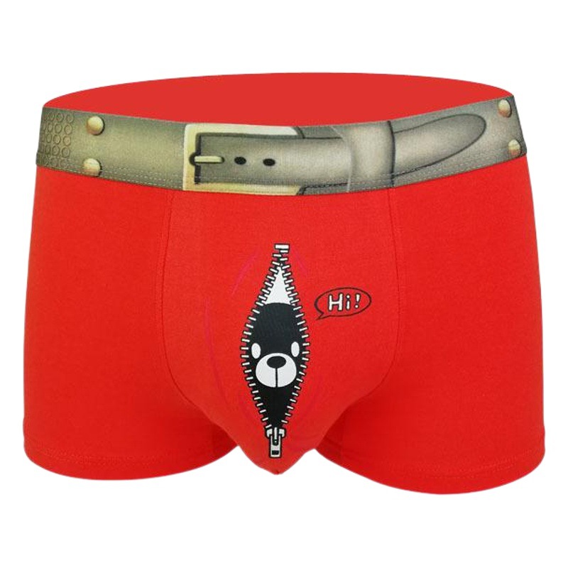 Men's Cotton Underwear Youth Personalized Low Waist Trendy Brand Cartoon Printed Boxers Cross-border E-Commerce Supply Shorts