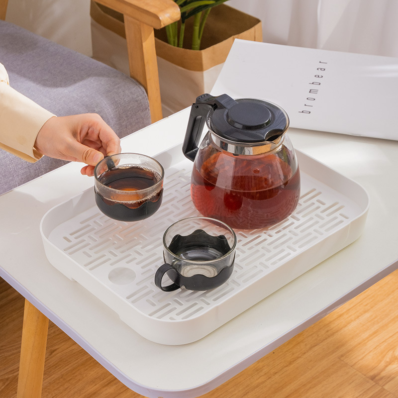 Picture of Creative Draining Tray Household Rectangular Mini Water Storage Tea Tray Plastic Double-Layer Water Cup Storage Fruit Plate