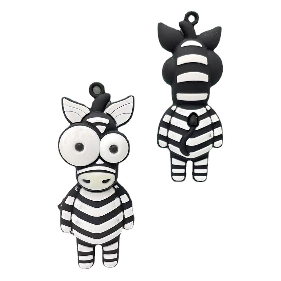 Creative Cartoon Cute Big Eye Animal Keychain Pendant Eye-popping Giraffe Zebra Animal Keychain Shoes Accessories