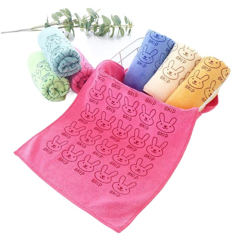 Polyester brocade children's towel 300g 25*50 brushed padded cartoon lint-free gift pregnant baby logo absorbent printed towel