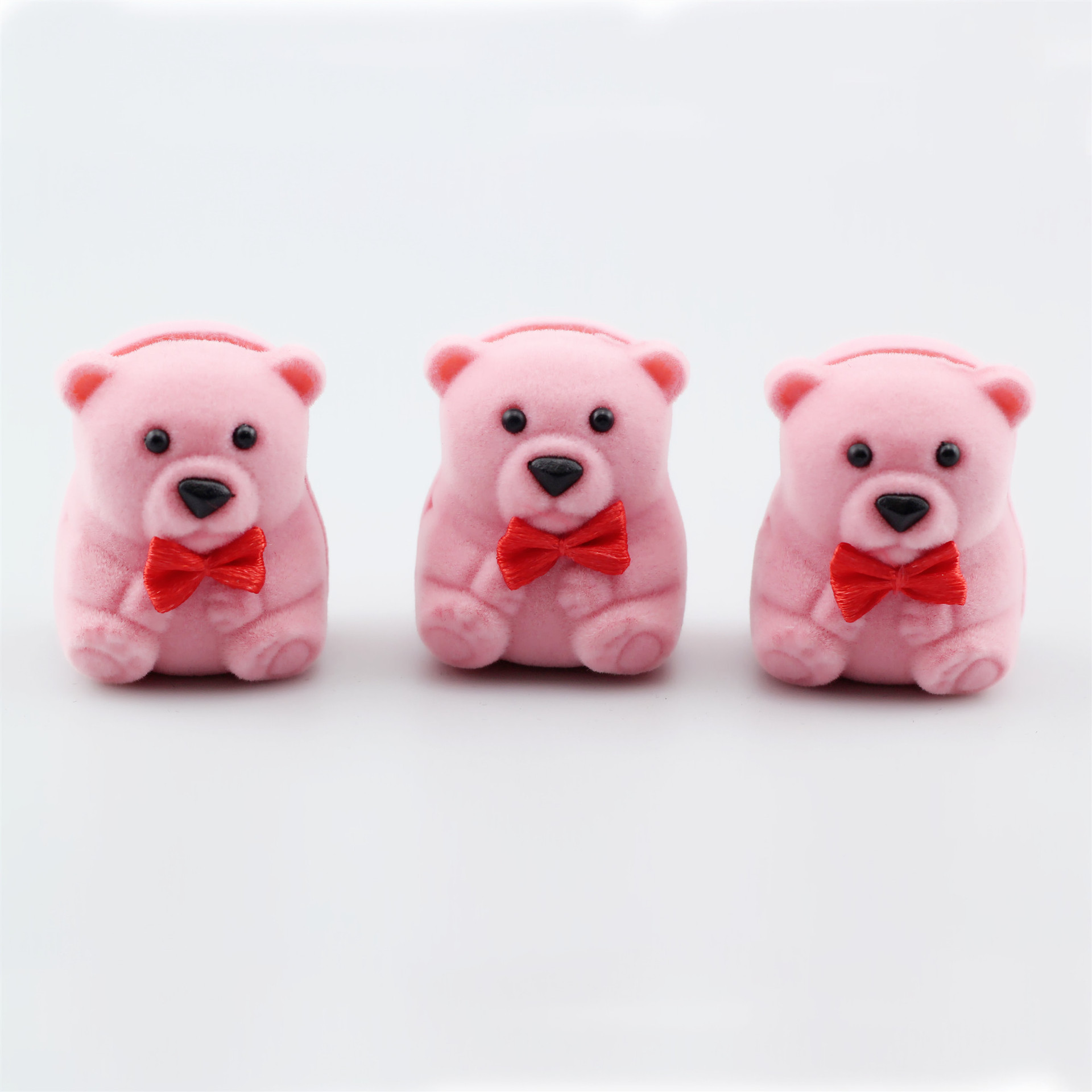 Hot Sale Korean Style Mini Bear Jewelry Box in Stock Bear Flocking Jewelry Box