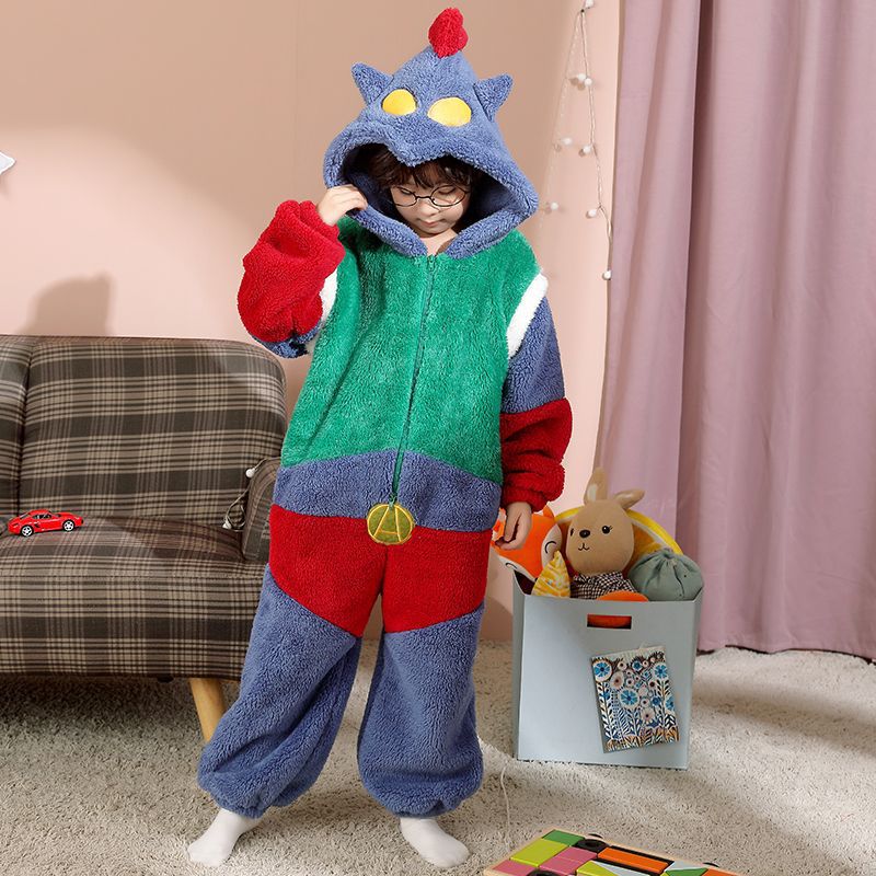 Picture of Funny Clothes Children's One-piece Pajamas Parent-child Clothes Boys Family of Three or Four Sullivan Winter fleece-lined One-piece Clothes
