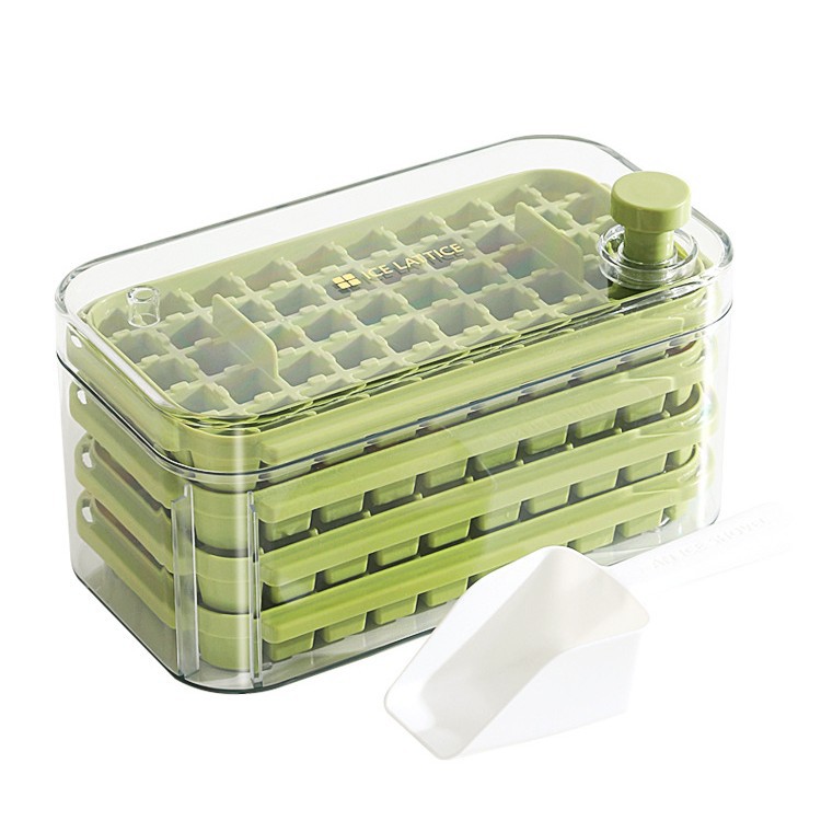Picture of Press Ice Tray Ice Cube Mold Food Grade Household Ice Machine Silicone Double-Layer Ice Box Easy to Release Curling Ice Storage