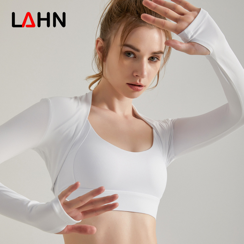 Lahn Yoga Blouse Long-Sleeved Women's Cardigan Fashion Blouse Tight Sun Protection Short Outer Shawl Fitness Yoga Wear