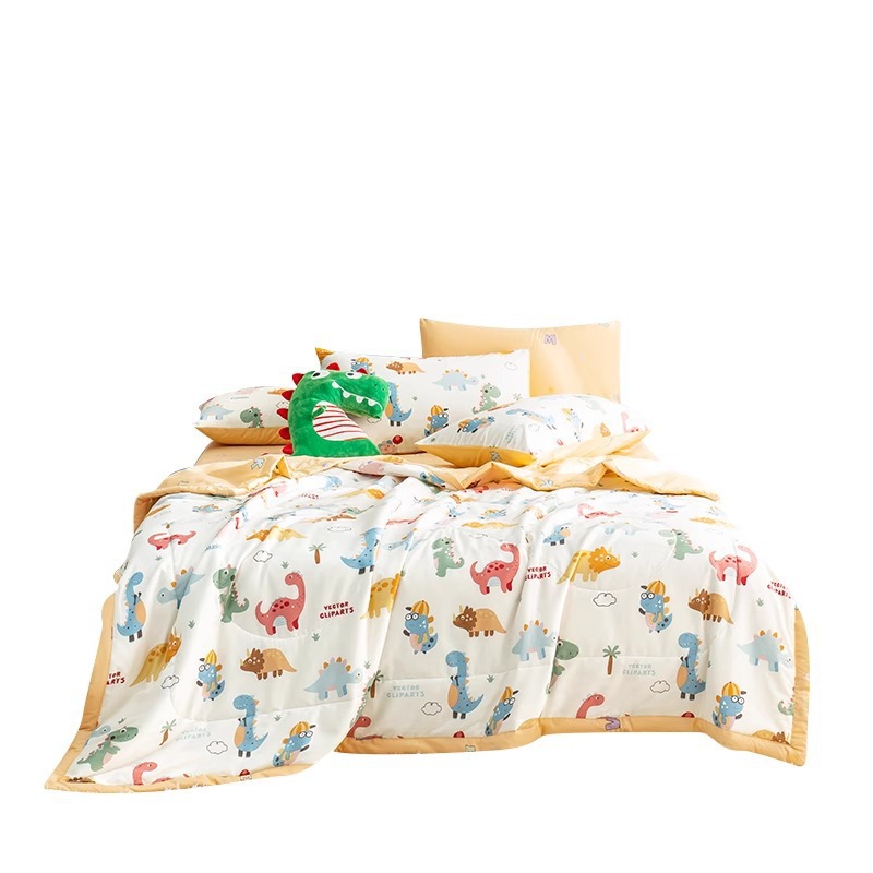 Picture of Class a Kidsren's Summer Quilt Air-Conditioned Quilt Pure Cotton Quilt Student Thin Quilt Core Machine Washable Summer Cool Quilt Four-Piece Set 4