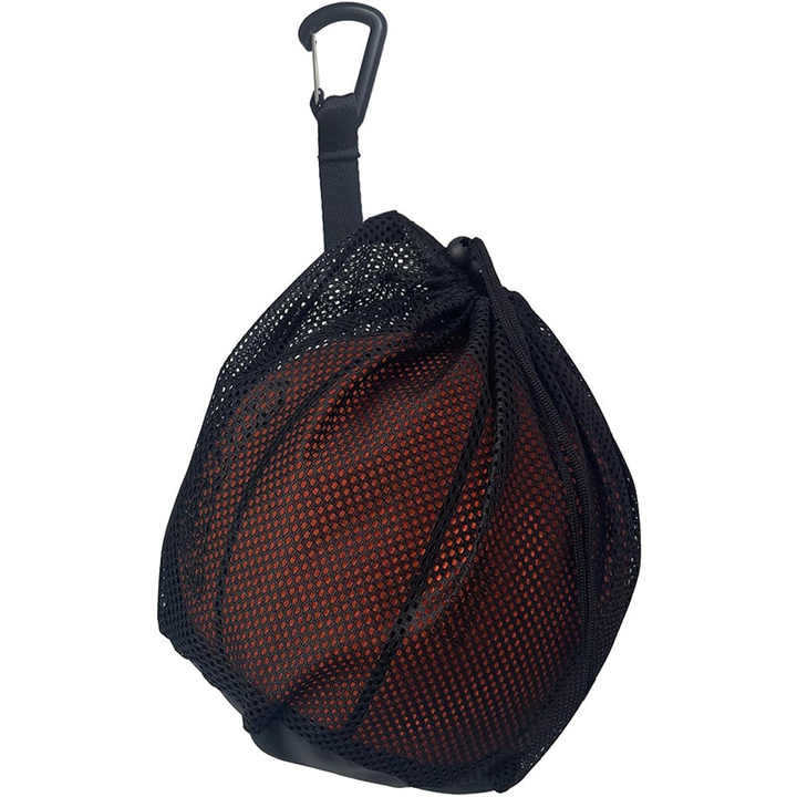 Picture of Portable single ball storage bag mesh tote bag drawstring sling backpack for carrying basketball volleyball football