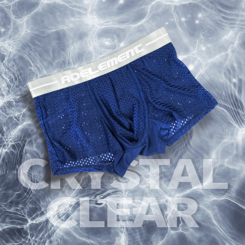 Picture of Men's Underwear Summer Breathable Boxer Shorts Traceless Underwear Men's Thin Sexy U Convex Mesh Quick-drying Boxer Shorts