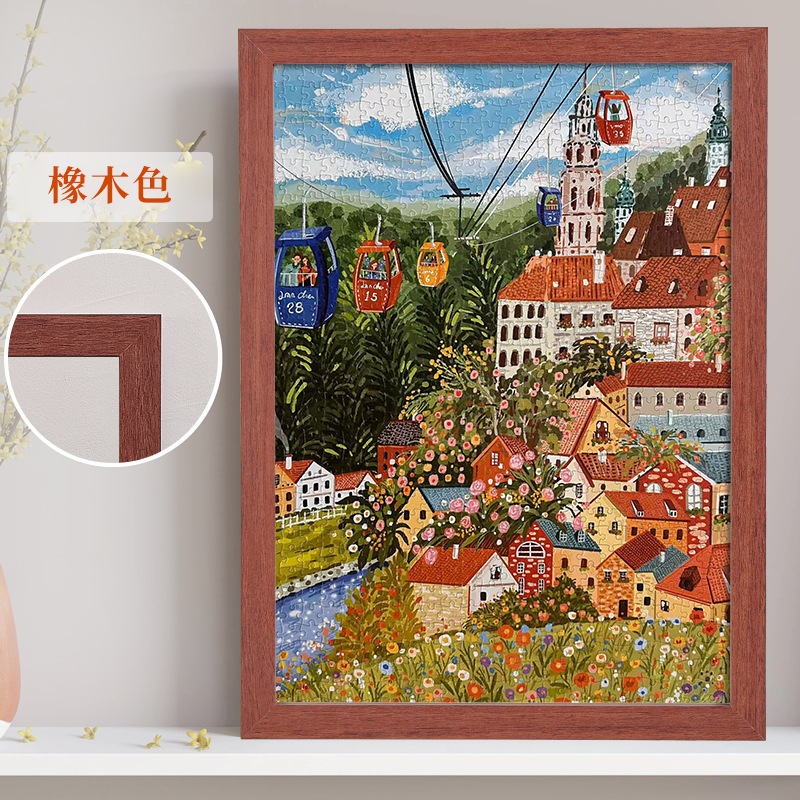 Picture of Wooden photo frame hanging wall a3A4 picture frame mounted self-mounted children's sketch oil painting display frame puzzle frame wholesale