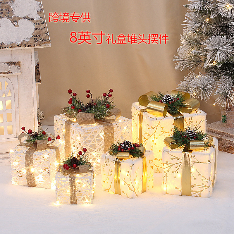 Christmas Decorations Christmas Luminous Gift Box Set Window Display Duitou Gift Bag Gift Box Ornaments Props
