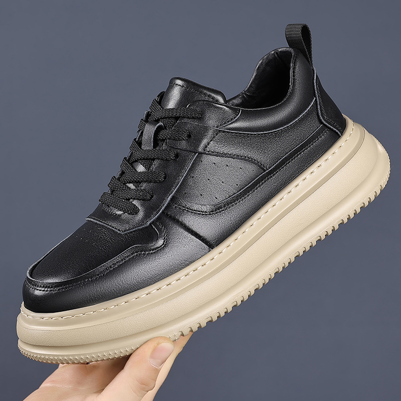 Top layer cowhide spring new men's casual shoes genuine leather breathable white shoes men's niche leather shoes men's shoes