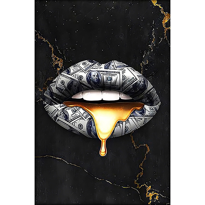 Picture of Foreign Trade Hanging Painting Cross-border Trend Graffiti Lips Decorative Painting Poster Modern Light Luxury Creative Art Oil Canvas Painting Core