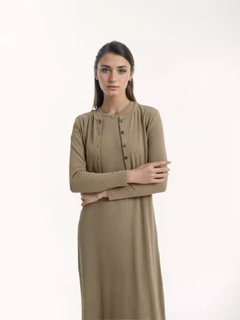2024 AliExpress Explosions Solid Color Long Sleeve Two-Piece Dress New Elegant Elegant Office Commuter Street Dress