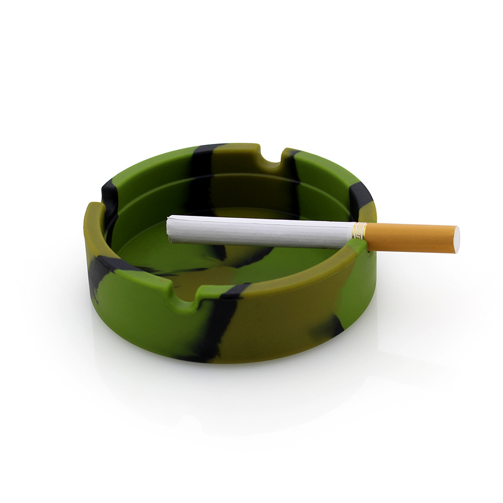 Picture of New silicone round ashtray camouflage mixed color psychedelic ashtray ashtray ashtray Cup printing logo ashtray
